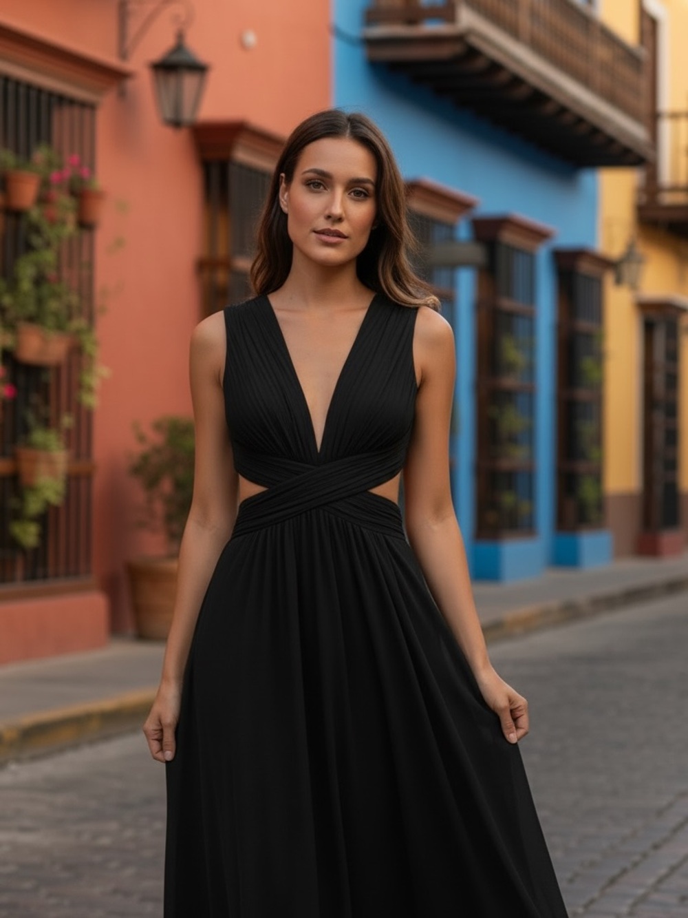 Lulu's Vivid Imagination Black Cutout Maxi Dress l - Picture 2 of 16